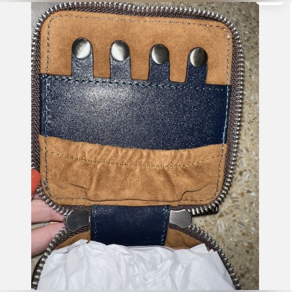 PATRICIA NASH Jewelry Case Camogli Square Leather Folklore Blue Pattern NWT - Picture 5 of 10